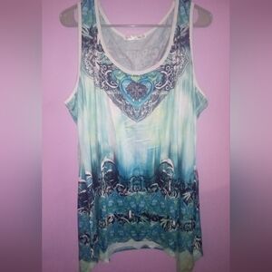 rose gal Women's plus size top 5XL Sleeveless Multicolor Floral Shirt Tank Top